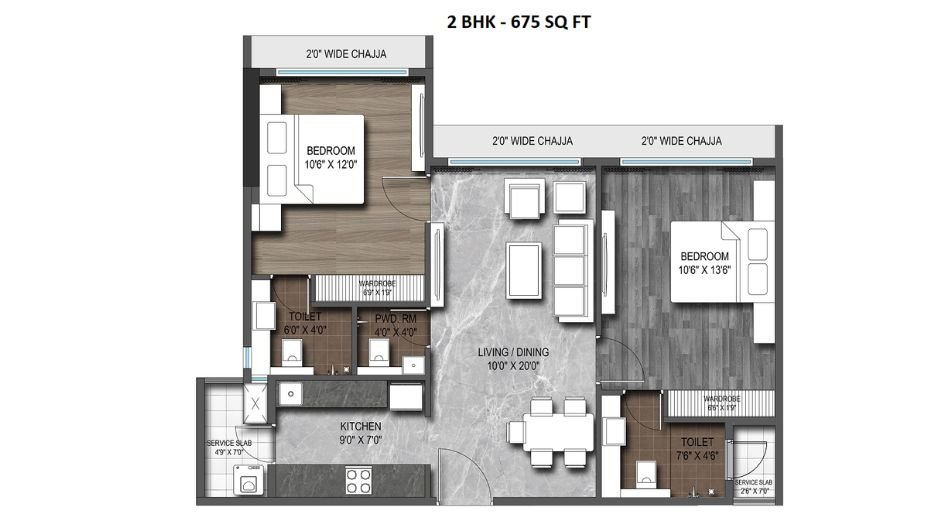 Roswalt-Zaiden-Floor-Plan-2BHK-675 Sqft